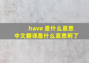 have 是什么意思中文翻译是什么意思啊了